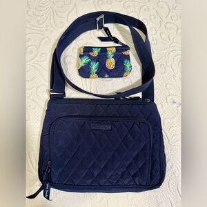 Gently Used Navy Quilted Crossbody Bag with Pineapple Pouch